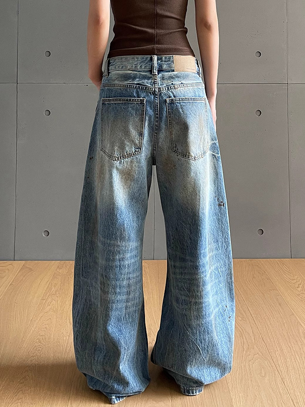 Cracked Washed-Out Worn Boyfriend Jeans