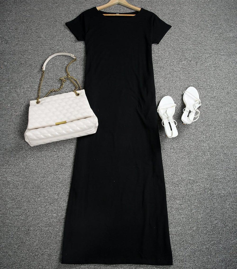 Boat Neck Dolman Sleeve Oversized Pocket Maxi Shirt Dress