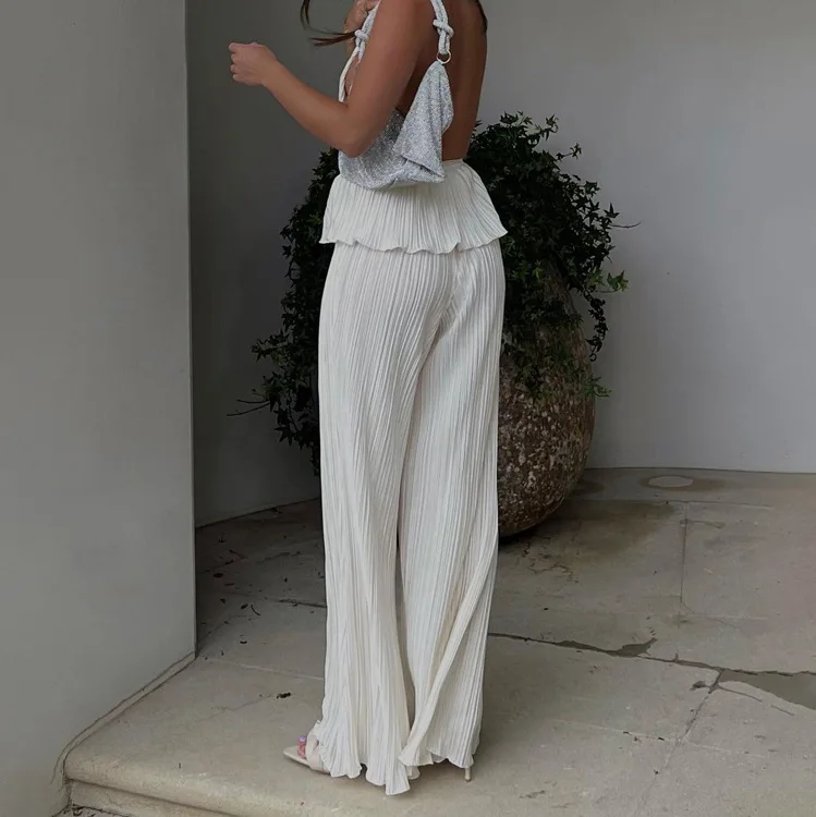 Ootddress Casual Loose Halter Two Piece Sets Suit Women Summer High Waist Pants Set Ladies Elegant Ruched Travel Holiday Outfits 10 Ootddress Casual Loose Halter Two Piece Sets Suit Women Summer High Waist Pants Set Ladies Elegant Ruched Travel Holiday Outfits