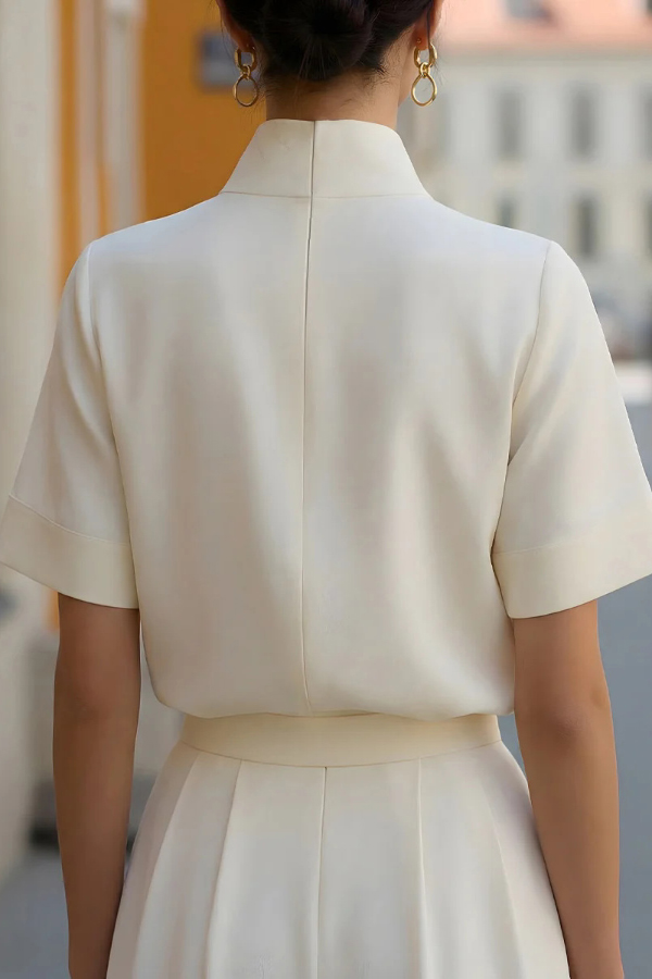 Stylish Stand-up Collar Short-sleeved Casual Chinese-style Shirt