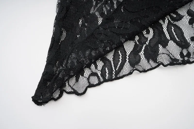 Ootddress Lace Patchwork See-Through Crop top For Women Fashion Sexy Long Sleeve Slim Patchwork Cropped Y2k Top Female Clothes Tee