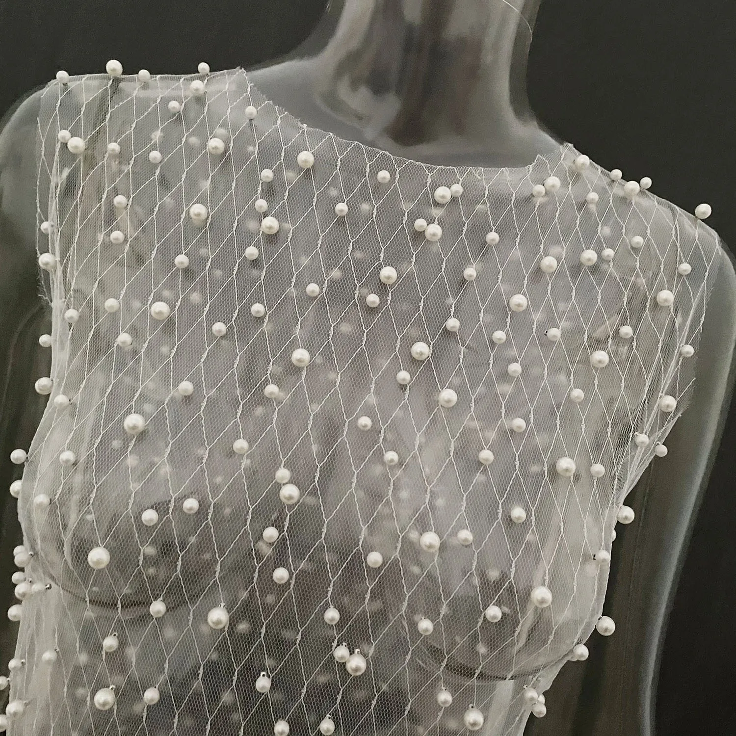 Ootddress Pearl Mesh See-Through Women Tank Top Sexy Sleeveless Round Neck Losse Summer Short T-shirt Female Y2K Fashion Vest 2025