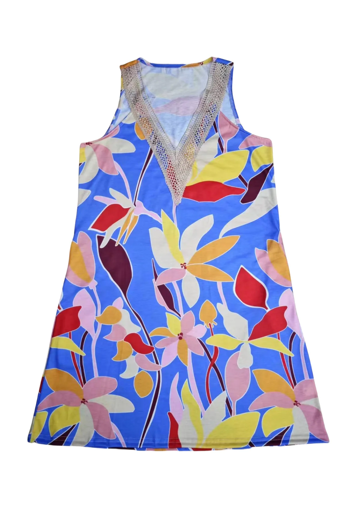 Summer Print Vest Dresses Women Lace Patchwork V-neck Casual Beach Vacation Mini Dress Fashion Lady Commuting Clothing Vestidos 6 Summer Print Vest Dresses Women Lace Patchwork V-neck Casual Beach Vacation Mini Dress Fashion Lady Commuting Clothing Vestidos