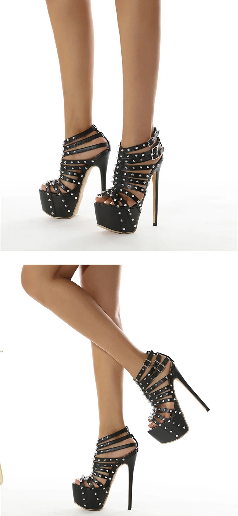2025 Summer Platform High Heels Sandals Women Sexy Peep Toe Pumps Rivet Decoration Pole Dance Shoes 8 2025 Summer Platform High Heels Sandals Women Sexy Peep Toe Pumps Rivet Decoration Pole Dance Shoes