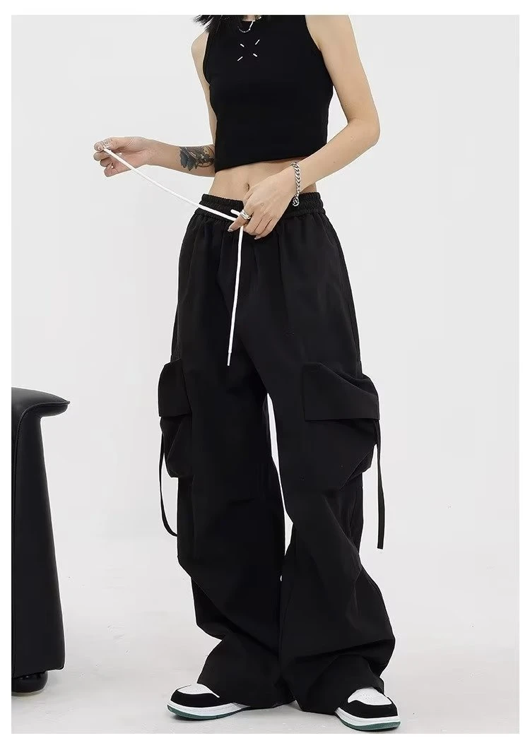 Women Y2K Cargo Pants High Waist Streetwear Hip Hop Trousers Female Big Pockets Casual Student Drawstring Baggy Sweatpants 12 Women Y2K Cargo Pants High Waist Streetwear Hip Hop Trousers Female Big Pockets Casual Student Drawstring Baggy Sweatpants