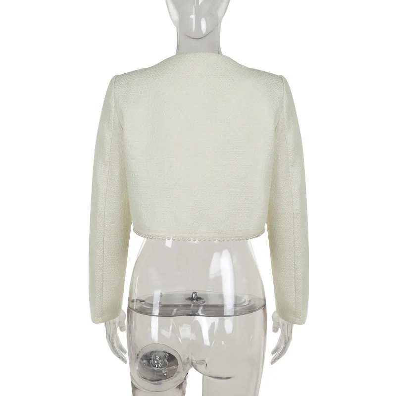 Ootddress Pearl Dress Sets Women Autumn Long Sleeve Coat And Mini Dress Two Piece Sets Femme Sexy Strapless Dress Matching Sets