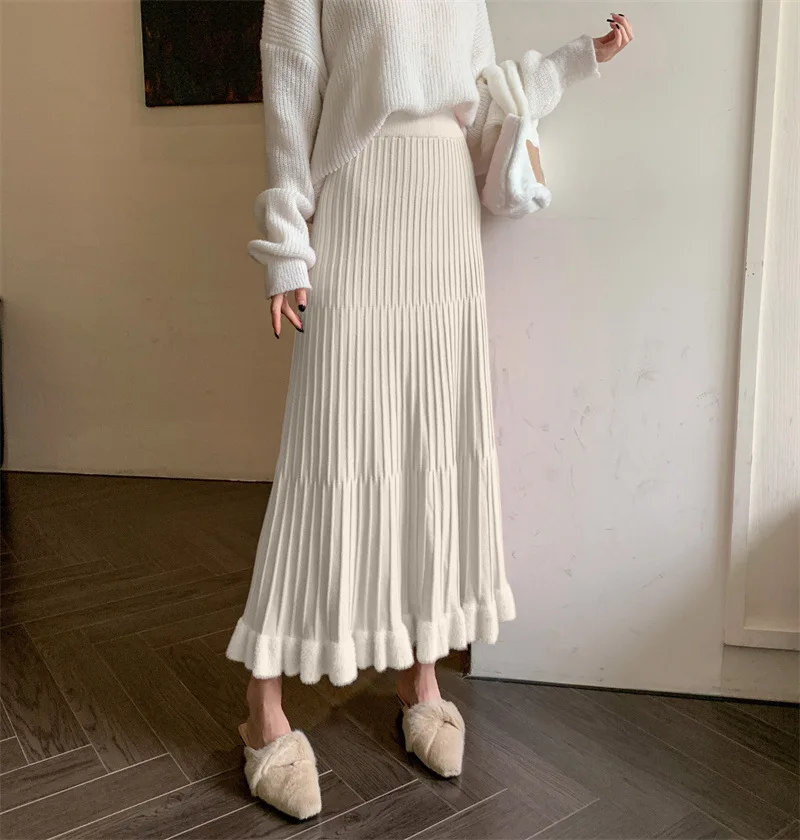 Ootddress High Waist Ruffled Pleated Skirts Women Solid Autumn Elegant Long Skirt Loose Pleated Ribbed Casual Ladies Maxi Skirt 19 Ootddress High Waist Ruffled Pleated Skirts Women Solid Autumn Elegant Long Skirt Loose Pleated Ribbed Casual Ladies Maxi Skirt