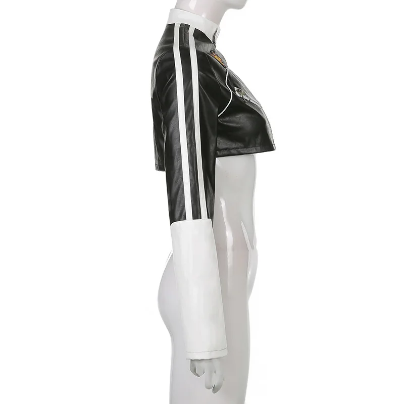 Ootddress PU Leather Jackets Coats Women 2025 Autumn Patchwork Long Sleeve High Street Cropped Jackets Casual Motorcycle Y2K Tops 13 Ootddress PU Leather Jackets Coats Women 2025 Autumn Patchwork Long Sleeve High Street Cropped Jackets Casual Motorcycle Y2K Tops