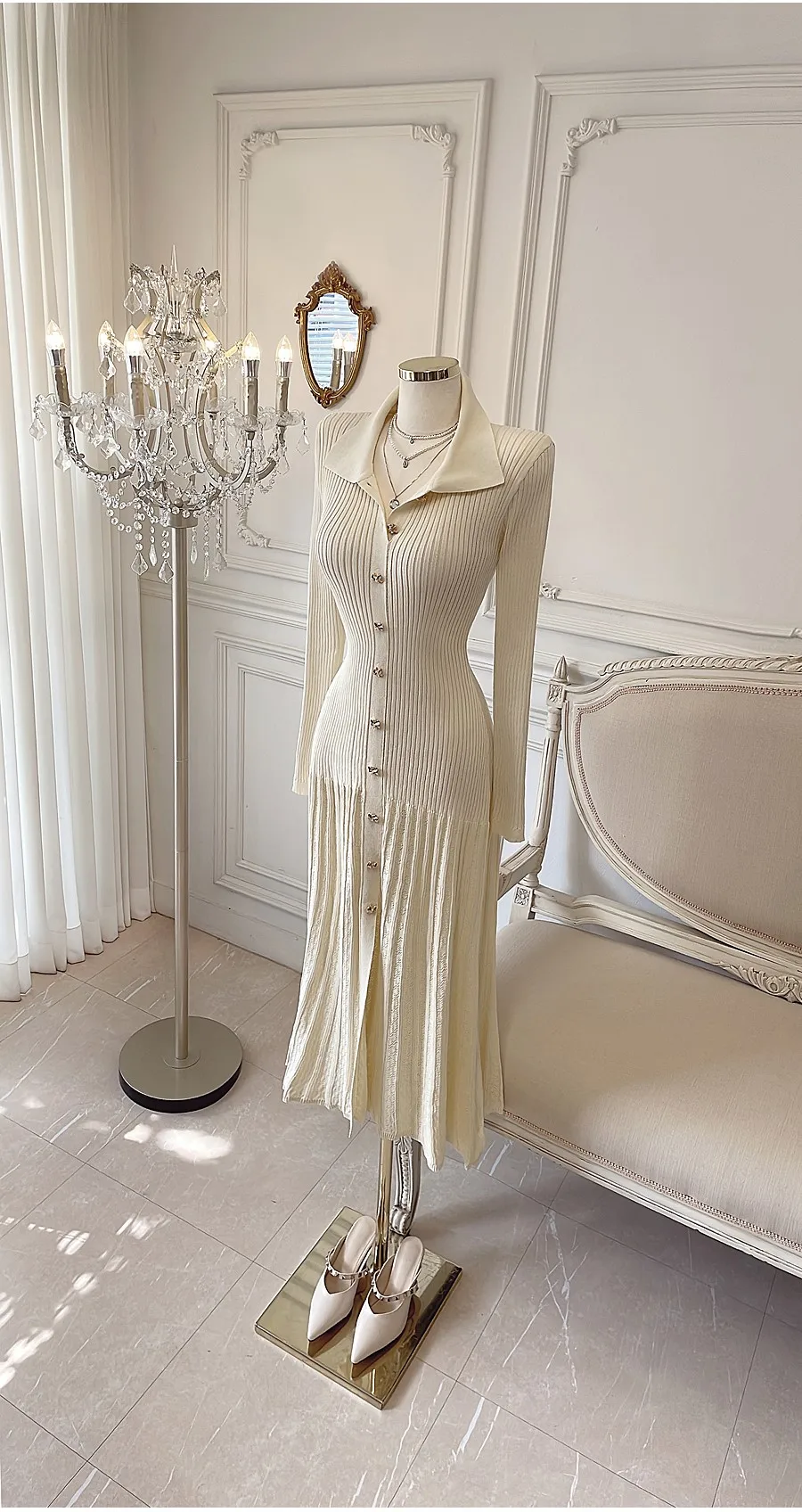 Retro Elegant Knitted Dress Women Long Sleeve Slim Single Breasted Bodycon Dresses Ladies Lapel Hollow Out Long Robe Vestidos 4 Retro Elegant Knitted Dress Women Long Sleeve Slim Single Breasted Bodycon Dresses Ladies Lapel Hollow Out Long Robe Vestidos