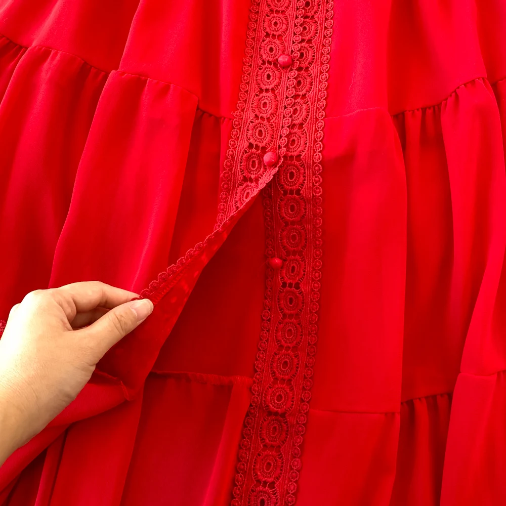New Women Vintage Party Dress Summer Puff Sleeve Sexy V Neck Lace Single-breasted Long Dresses Ladies A Line Elegant Long Robe 15 New Women Vintage Party Dress Summer Puff Sleeve Sexy V Neck Lace Single-breasted Long Dresses Ladies A Line Elegant Long Robe