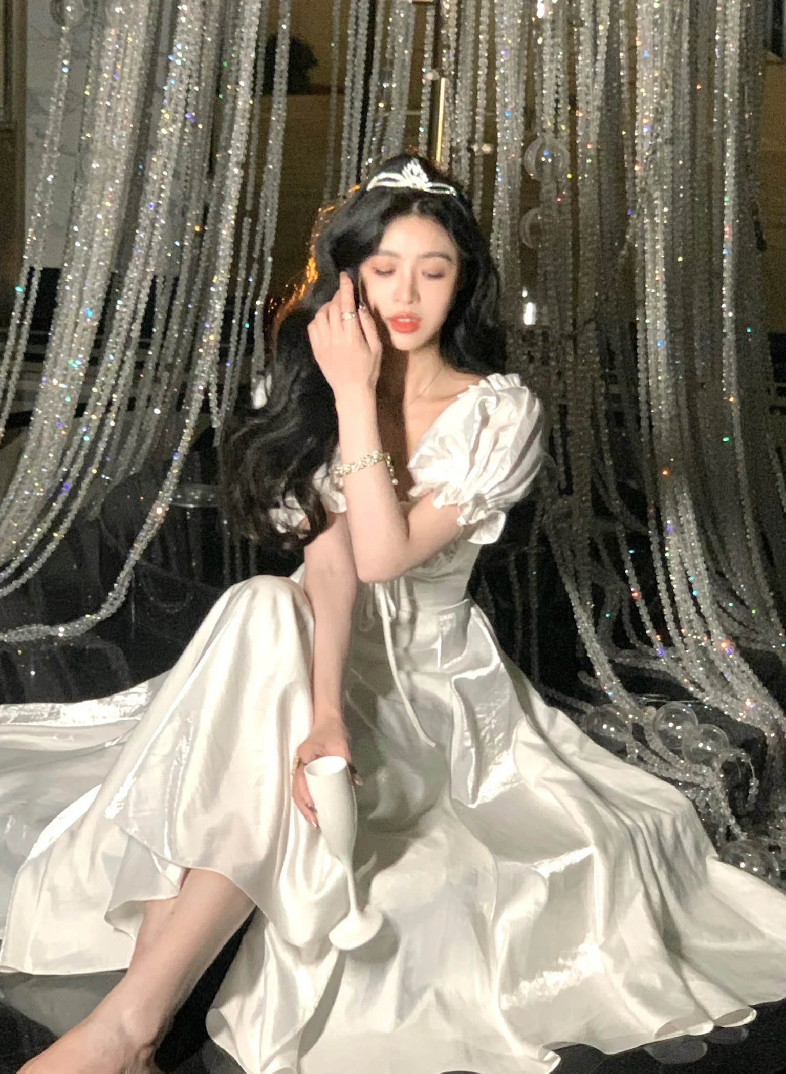 Elegant Evening Party Dress Women 2025 Spring Summer Prom Robe Vestidos Korean A-line Princess Romantic Graduation Dresses New