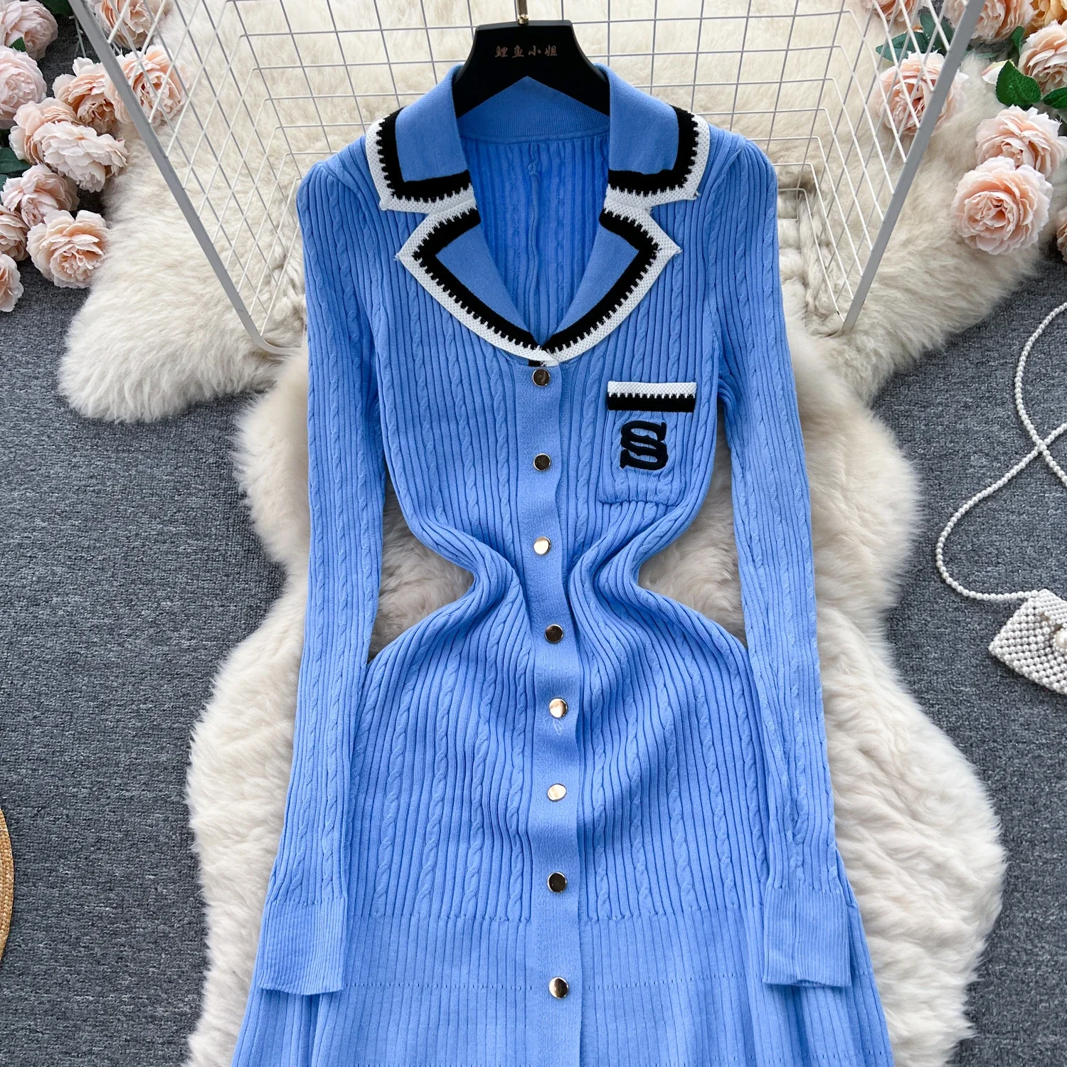 Women Elegant Knitted Dress Spring Autumn Long Sleeve Sexy V-neck Bodyon Dresses Ladies Slim A-line Single Breasted Sweater Robe 31 Women Elegant Knitted Dress Spring Autumn Long Sleeve Sexy V-neck Bodyon Dresses Ladies Slim A-line Single Breasted Sweater Robe