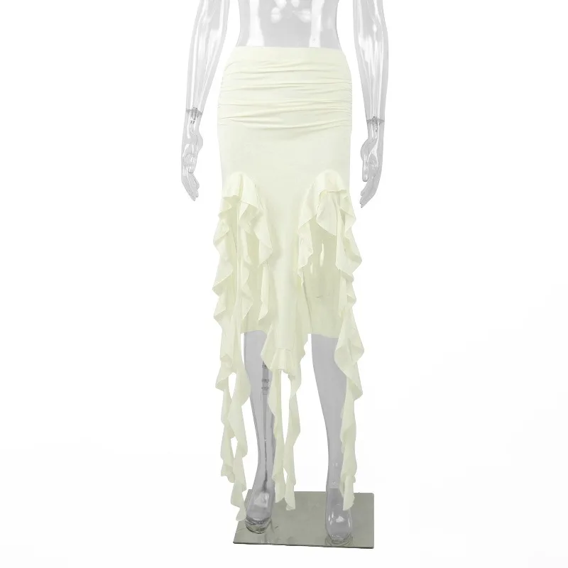 Ootddress High Waist Bodycon Long Skirt For Women 2025 Casual Hollow Out Tassel Faldas Ajustadas Side Slit Party Maxi Skirts Woman