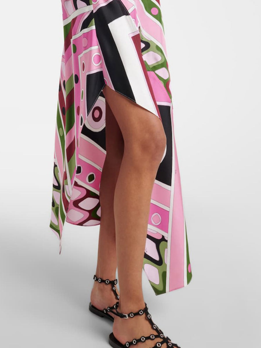 Printed Sleeveless Backless Irregular Hem Temperament Maxi Dresses