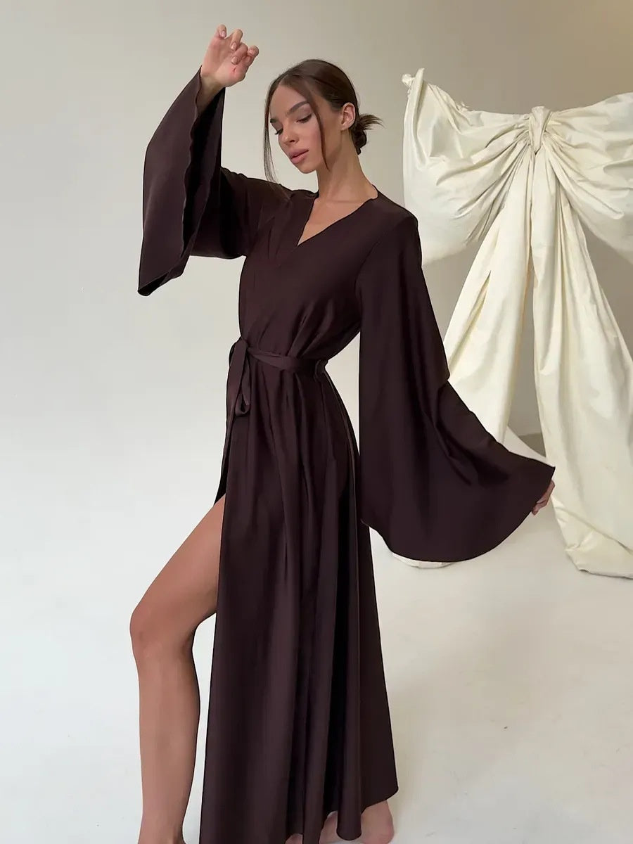V-neck Thin Strap Nightgown Lazy Style Parties Maxi Dresses
