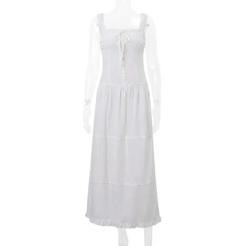 Ootddress Lace Up Slim Maxi Dresses For Women High Waist Corset Dress Womens Whitewedding Holiday Elegant Fashion Folds Dress Woman 6 Ootddress Lace Up Slim Maxi Dresses For Women High Waist Corset Dress Womens Whitewedding Holiday Elegant Fashion Folds Dress Woman