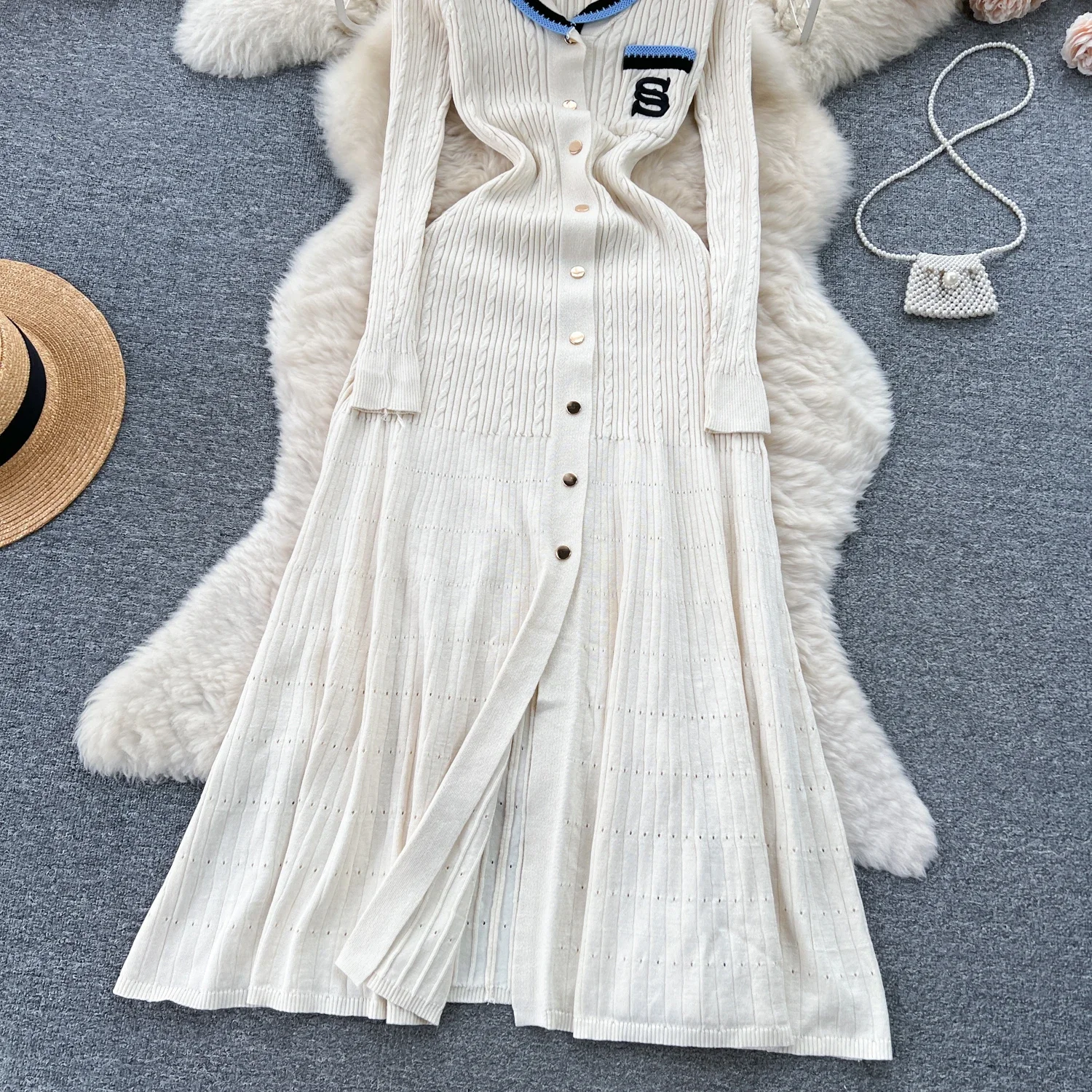 Women Elegant Knitted Dress Spring Autumn Long Sleeve Sexy V-neck Bodyon Dresses Ladies Slim A-line Single Breasted Sweater Robe 18 Women Elegant Knitted Dress Spring Autumn Long Sleeve Sexy V-neck Bodyon Dresses Ladies Slim A-line Single Breasted Sweater Robe