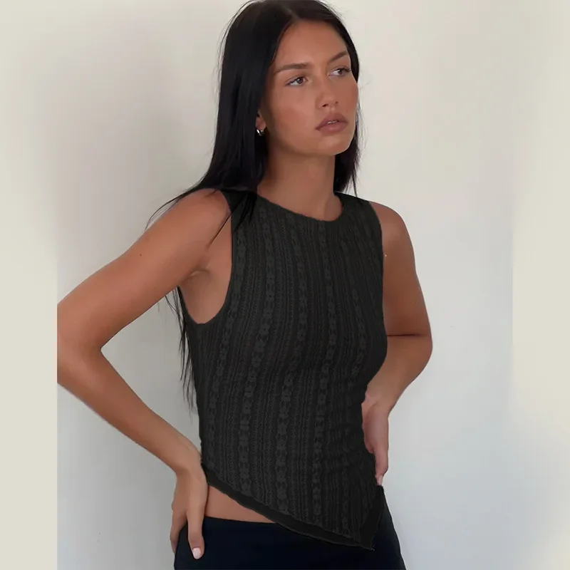 Ootddress Women's Casual Texture O Neck Tank Top Summer Sleeveless Irregular Hem Tee Shirts Slim Fit Going Out Holiday Female Tops 27 Ootddress Women's Casual Texture O Neck Tank Top Summer Sleeveless Irregular Hem Tee Shirts Slim Fit Going Out Holiday Female Tops