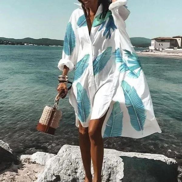 Color Flowers Printed Shirts Dresses Women Fashion Temperament Commuting Loose Midi Shirts Dress Lady Vestidos Spring Summer New 8 Color Flowers Printed Shirts Dresses Women Fashion Temperament Commuting Loose Midi Shirts Dress Lady Vestidos Spring Summer New