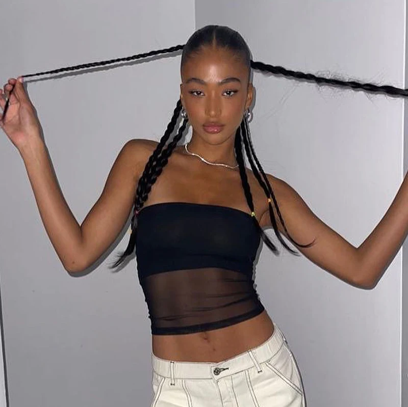 Mesh Corset Black Y2K Tops Women Transparent Crop Top Stretch Tube Top Sexy Cami Tops Summer Streetwear 12 Mesh Corset Black Y2K Tops Women Transparent Crop Top Stretch Tube Top Sexy Cami Tops Summer Streetwear