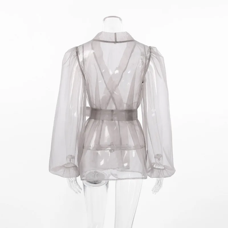 Ootddress Sheer Mesh Cover Up Beach Women Loose Long Sleeve V Neck Lace Shirts Ladies 2025 Summer Sexy See Through Bandage Cover-up