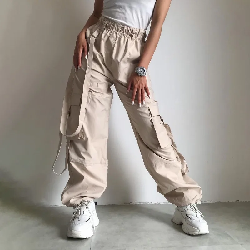 Ootddress High Waist Cargo Pants Women Pocket Loose Pink Fashion Baggy Sweatwear Female 2025 Autumn Winter Casual Sweatpants Woman