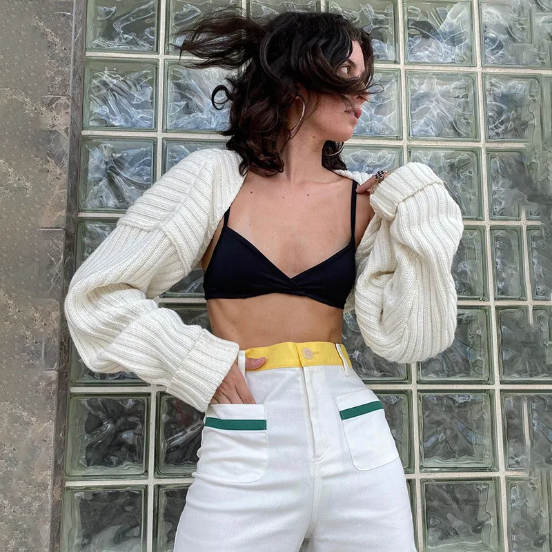 Ootddress White Women Sweater Shrugs Cropped Top Full Lantern Sleeve Knitwear Pullover Sexy Summer High Street Outwear 2025 Spring 31 Ootddress White Women Sweater Shrugs Cropped Top Full Lantern Sleeve Knitwear Pullover Sexy Summer High Street Outwear 2025 Spring