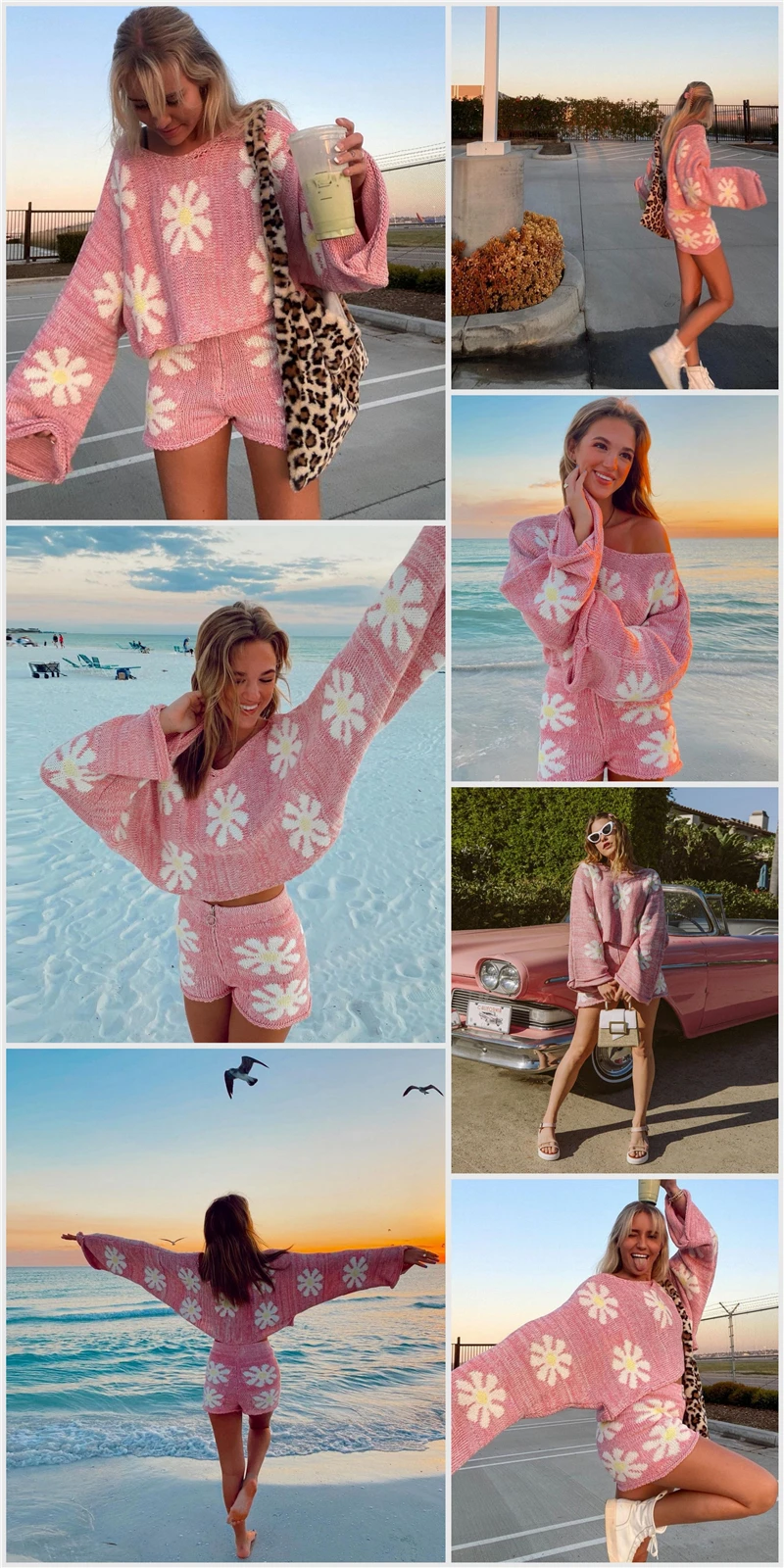 Ootddress Knitted Women's 2 Piece Sets Outfits Casual Pink Floral Sweet Oversized Sweater Suit With Shorts For Women 2025 Tracksuit 18 Ootddress Knitted Women's 2 Piece Sets Outfits Casual Pink Floral Sweet Oversized Sweater Suit With Shorts For Women 2025 Tracksuit
