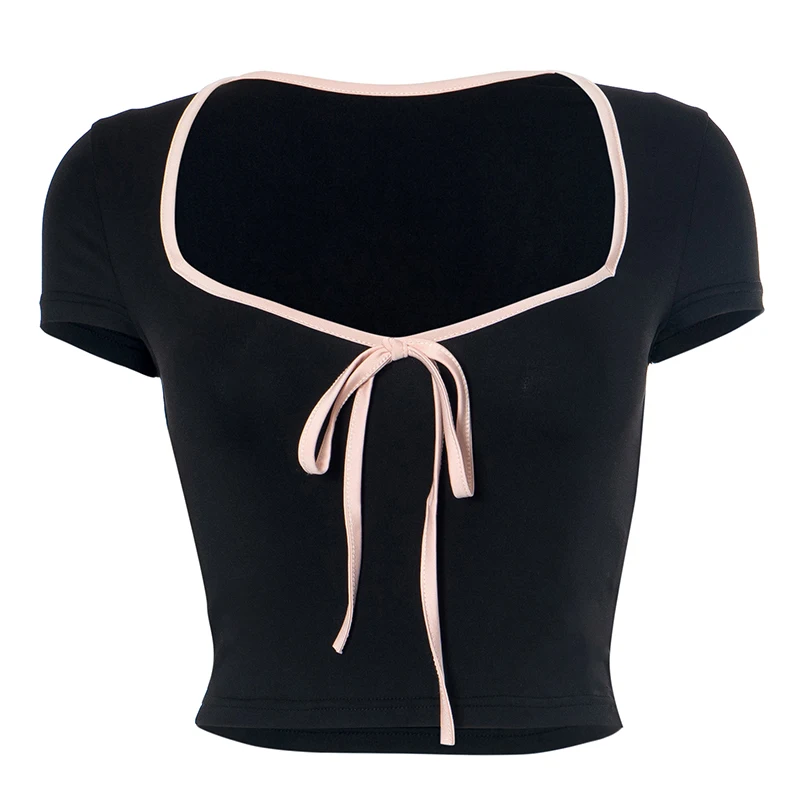 Y2k Summer Crop Top Bow Baby Tees Womens Clothes 2025 Chic Cute Low Cut Short Sleeve T Shirts Black 15 Y2k Summer Crop Top Bow Baby Tees Womens Clothes 2025 Chic Cute Low Cut Short Sleeve T Shirts Black