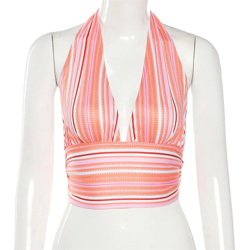 Ootddress 2025 Summer New Stripe Tank Top Women Sexy V-Neck Halter Bandage Crop Top Y2K Backless Party Beach Streetwear DIY Clothing 36 Ootddress 2025 Summer New Stripe Tank Top Women Sexy V-Neck Halter Bandage Crop Top Y2K Backless Party Beach Streetwear DIY Clothing