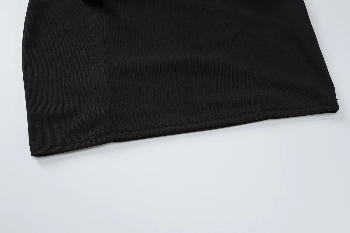 Ootddress Autumn Ruffled Patchwork Mini Dress Women's Long Sleeve High Waist Fashion Elegant Dress Ladies Skinny Party Dress