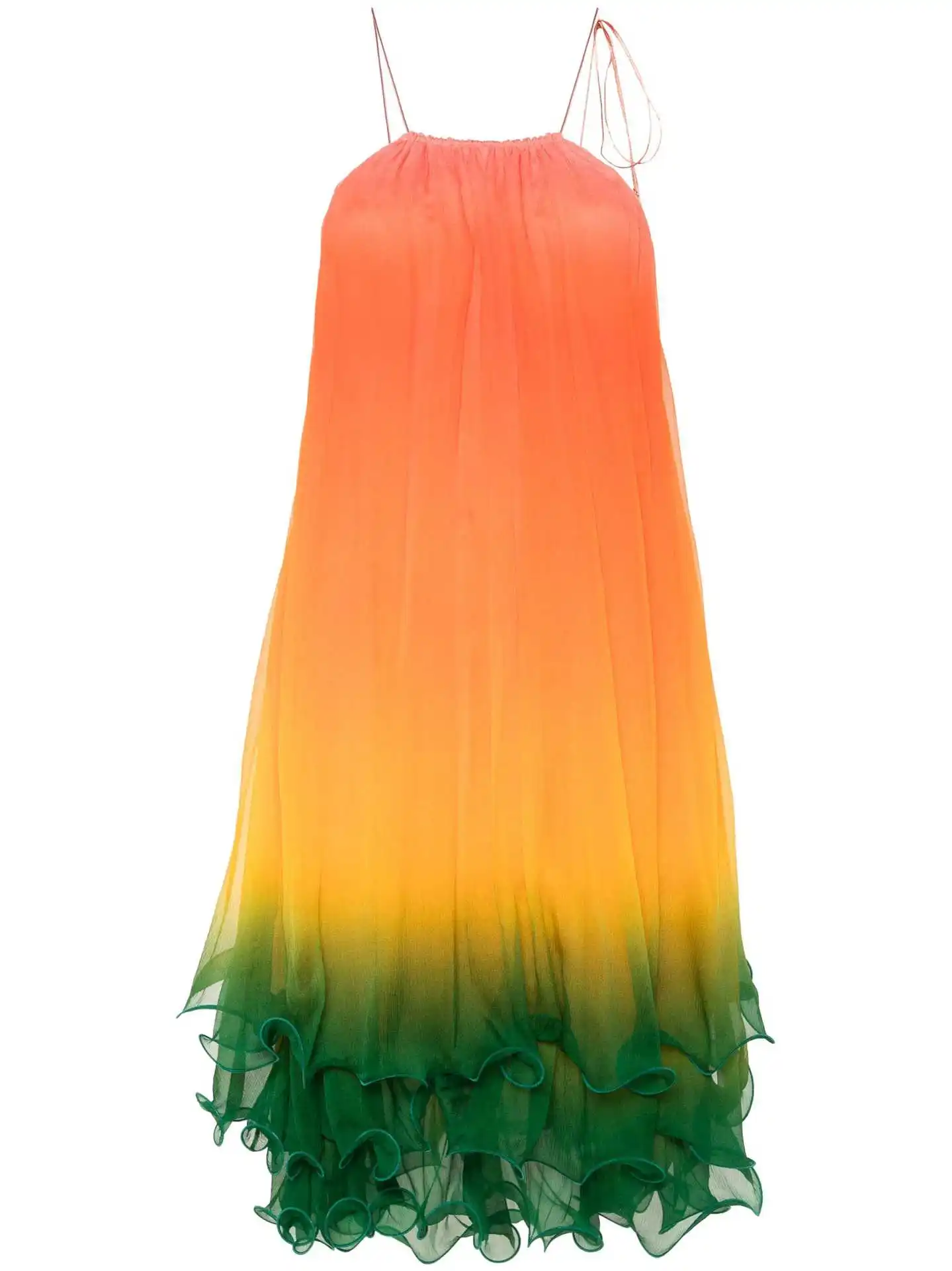 Gradient Halter Neck Leace-up Midi Dresses Women Fashion Off Shoulder Irregular Ruffles Dress Female Trendy Party Club Vestidos