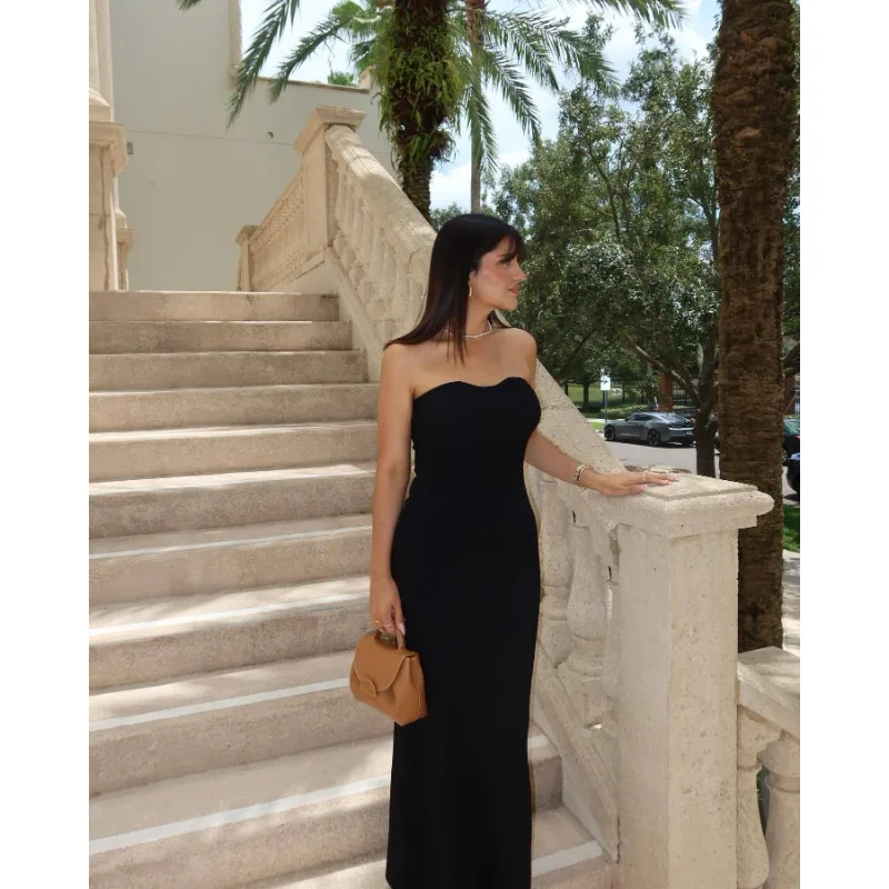 Ootddress Backless Slim Fashion Maxi Dress Knit Women Off-Shoulder High Waist Solid Elegant Party Dress Knitwear Female Sexy Dress