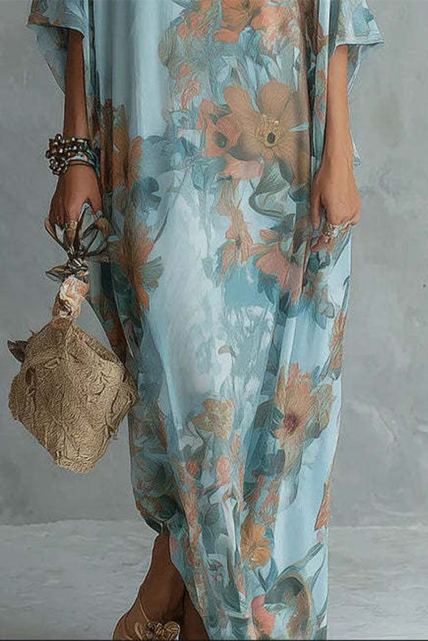 Boho Chic Floral Print Loose Fit Maxi Dress