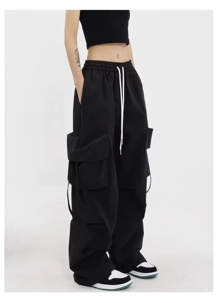Women Y2K Cargo Pants High Waist Streetwear Hip Hop Trousers Female Big Pockets Casual Student Drawstring Baggy Sweatpants 14 Women Y2K Cargo Pants High Waist Streetwear Hip Hop Trousers Female Big Pockets Casual Student Drawstring Baggy Sweatpants