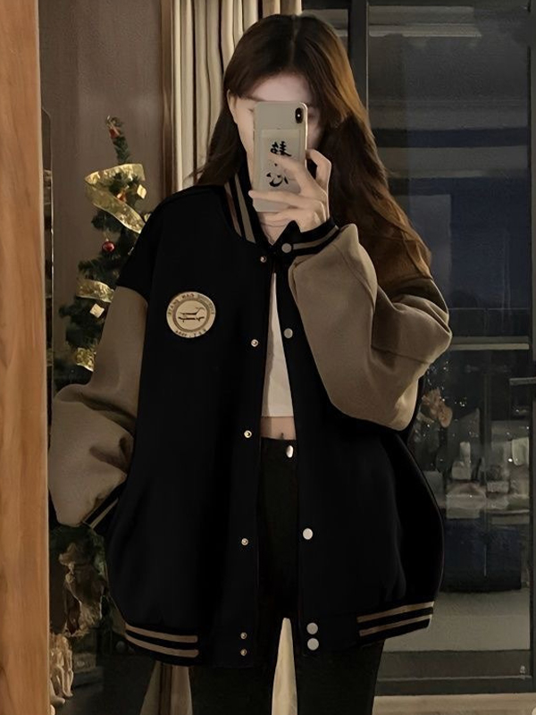 Contrast Colors Loose Casual Jacket