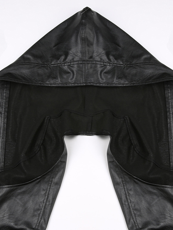 Hooded Ultra Short Leather Smock Jacket