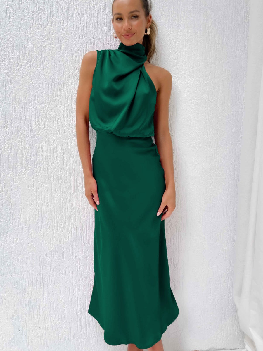Satin Sleeveless Parties Bridesmaid Midi Dresses