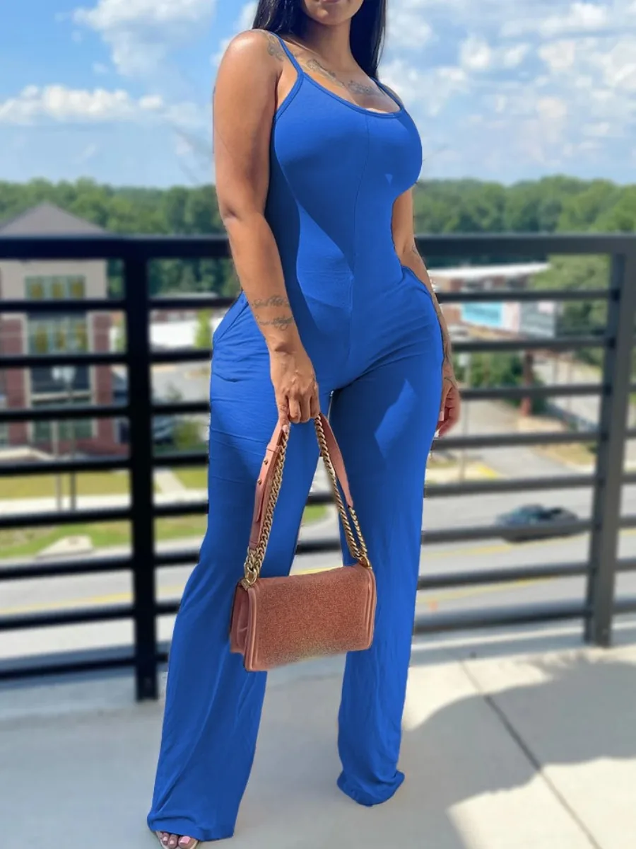 Printed Solid Color Suspender Jumpsuit Women Round Neck Sleeveless Jumpsuit Fashion Basic Casual Outfits 9 Printed Solid Color Suspender Jumpsuit Women Round Neck Sleeveless Jumpsuit Fashion Basic Casual Outfits