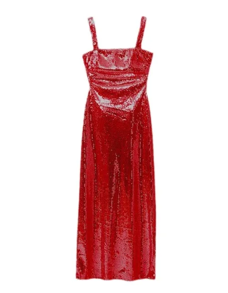 Temperament Sexy Backless Hollow Suspender Party Dress Fashionable Sequin High Waist Slim Formal Occasion Women's Evening Dress