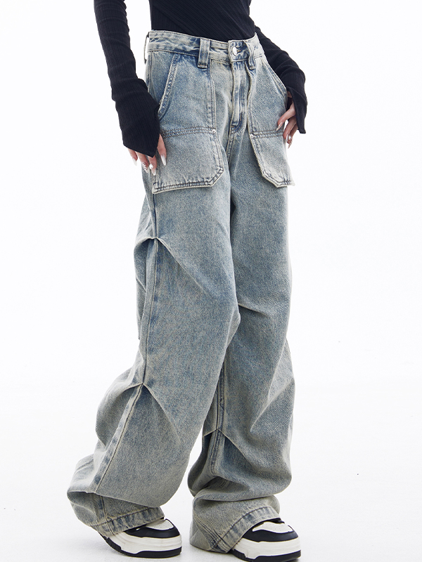 High waisted slimming versatile Cargo Jeans