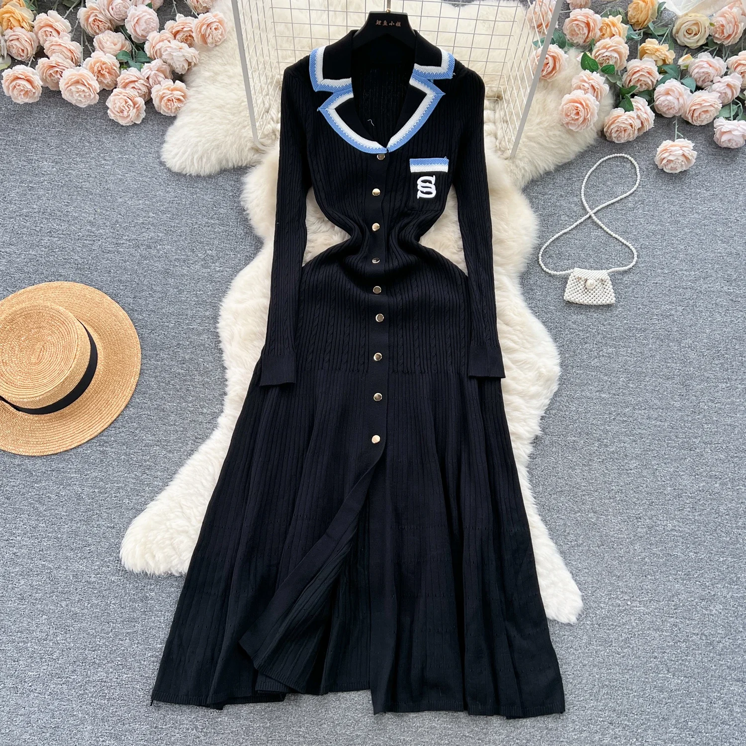 Women Elegant Knitted Dress Spring Autumn Long Sleeve Sexy V-neck Bodyon Dresses Ladies Slim A-line Single Breasted Sweater Robe 9 Women Elegant Knitted Dress Spring Autumn Long Sleeve Sexy V-neck Bodyon Dresses Ladies Slim A-line Single Breasted Sweater Robe