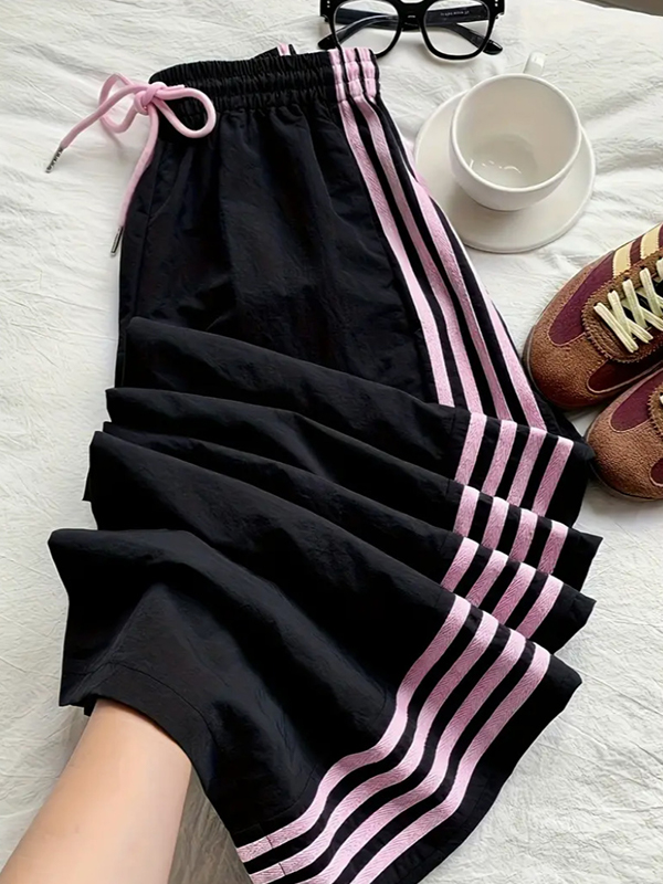 Retro Four-Stripe Straight Leg Pants