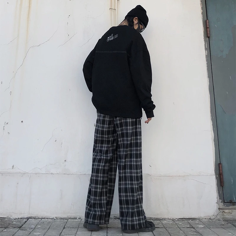 Oversize Pants Women Sweatpants Summer Fashion Black Plaid Casual Pants Elastic Waist Casual Pockets Student Unisex Trousers 10 Oversize Pants Women Sweatpants Summer Fashion Black Plaid Casual Pants Elastic Waist Casual Pockets Student Unisex Trousers