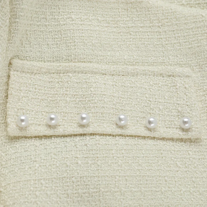 Ootddress Pearl Dress Sets Women Autumn Long Sleeve Coat And Mini Dress Two Piece Sets Femme Sexy Strapless Dress Matching Sets