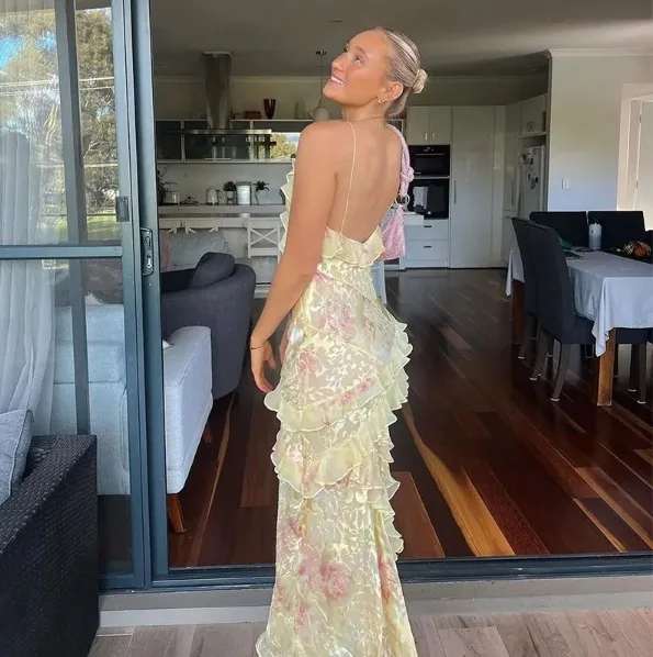 Sexy V-neck Backless Sleeveless Long Dresses Fashionable High Waist Slim Party Dress 2025 Elegant Print Women's Evening Dress 10 Sexy V-neck Backless Sleeveless Long Dresses Fashionable High Waist Slim Party Dress 2025 Elegant Print Women's Evening Dress