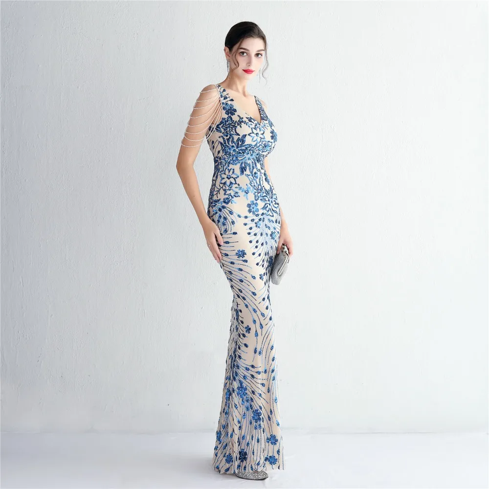Sexy V-neck Sleeveless Dress with Stones and Crystals Fashion Sequins Tassel Elegant Women Party Dresses High Waisted Long Dress 9 103A0858.jpg