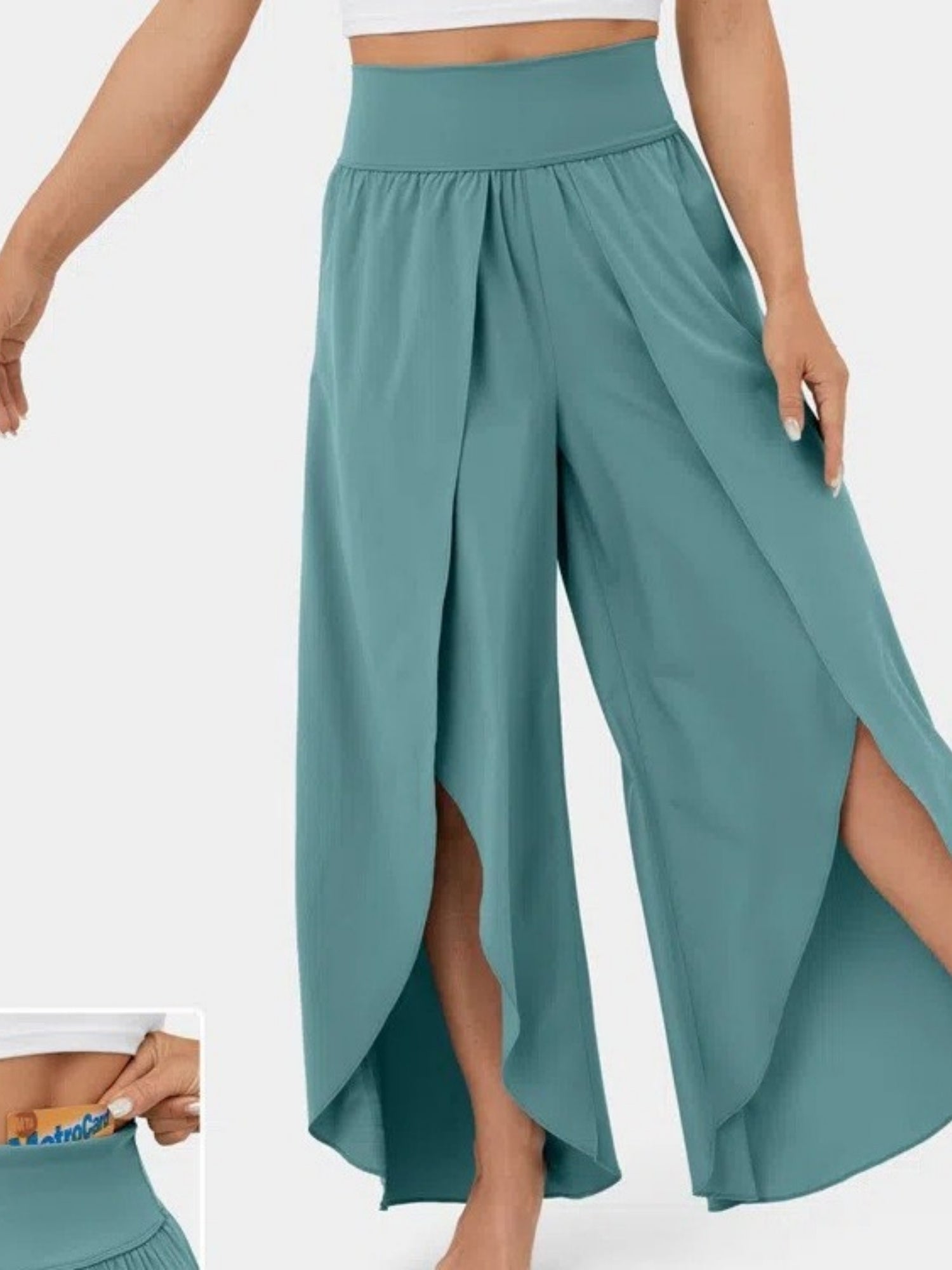 Chiffon Pleated High-waisted High Fork Yoga Pants