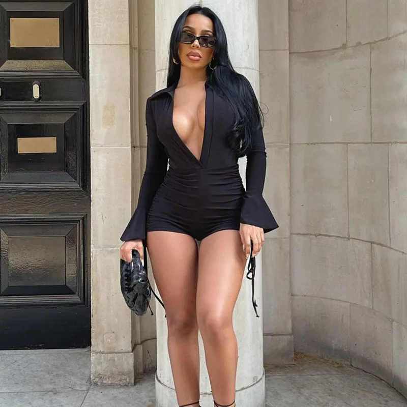 Ootddress Women's Black Deep V-Neck Jumpsuit Bodycon Rompers Sexy Long Sleeve Bodycon Slim Playsuit Overalls Skinny Female Outfits 20 Ootddress Women's Black Deep V-Neck Jumpsuit Bodycon Rompers Sexy Long Sleeve Bodycon Slim Playsuit Overalls Skinny Female Outfits
