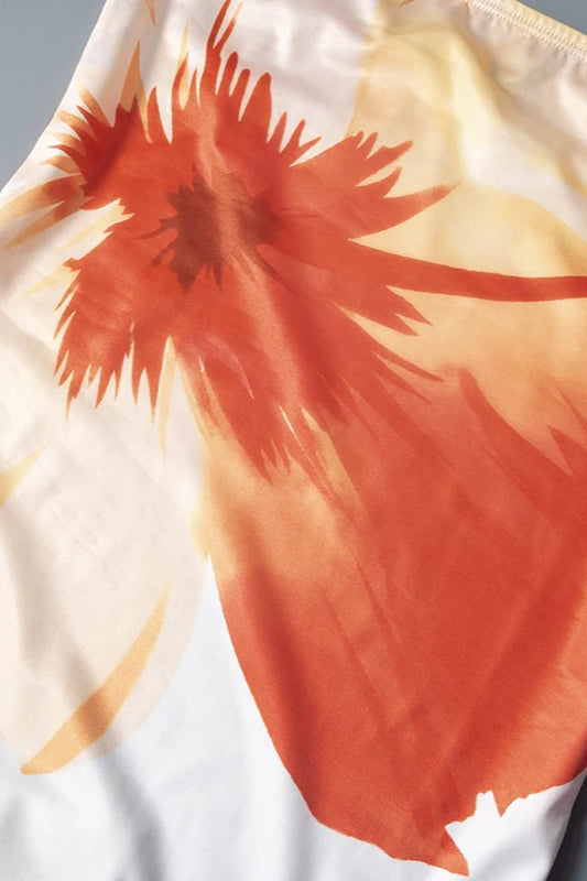 Tropical Hibiscus Print Strapless Bodycon Maxi Dress